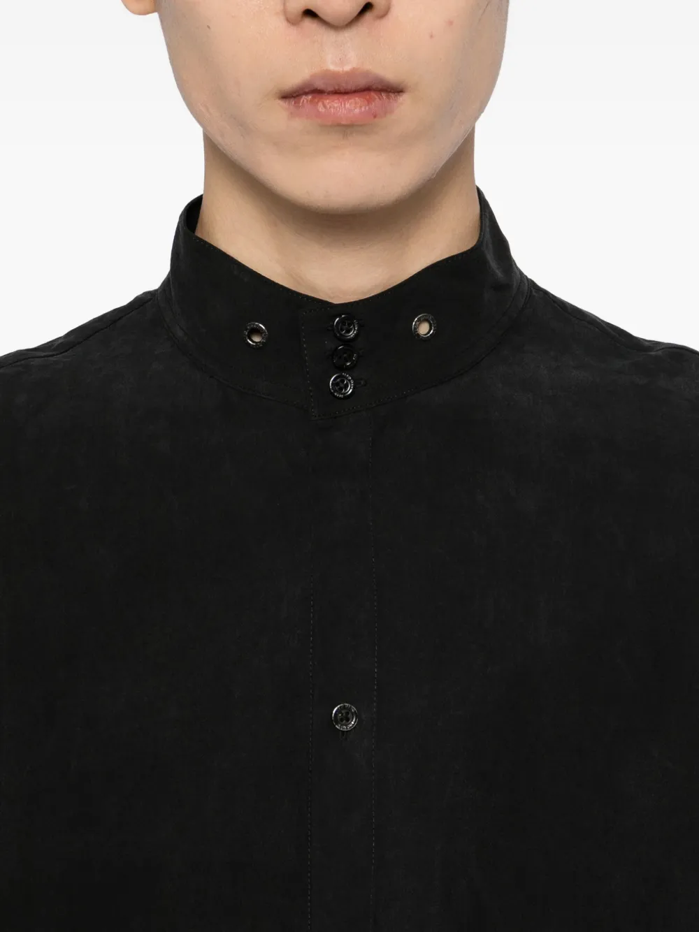 Team Wang Design Stand-collar Shirt In Black