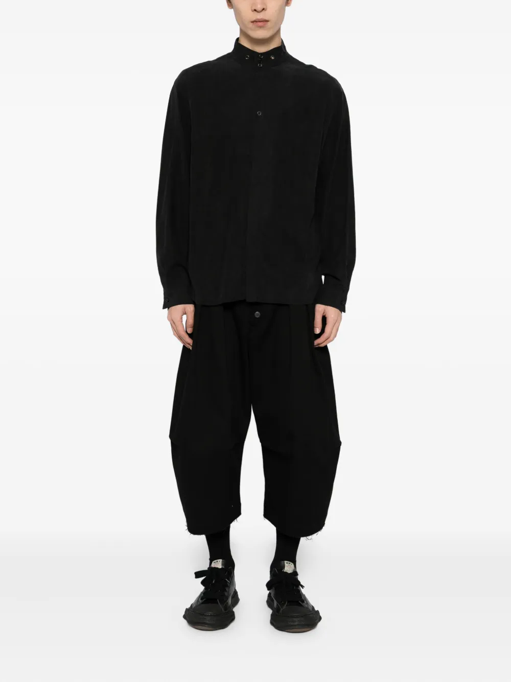 Team Wang Design Stand-collar Shirt In Black