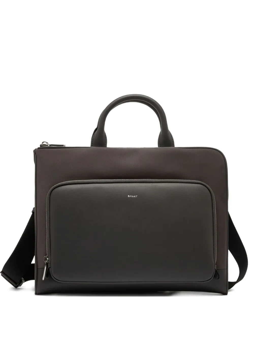 Bally Vogel Leather-trim Briefcase In Gray