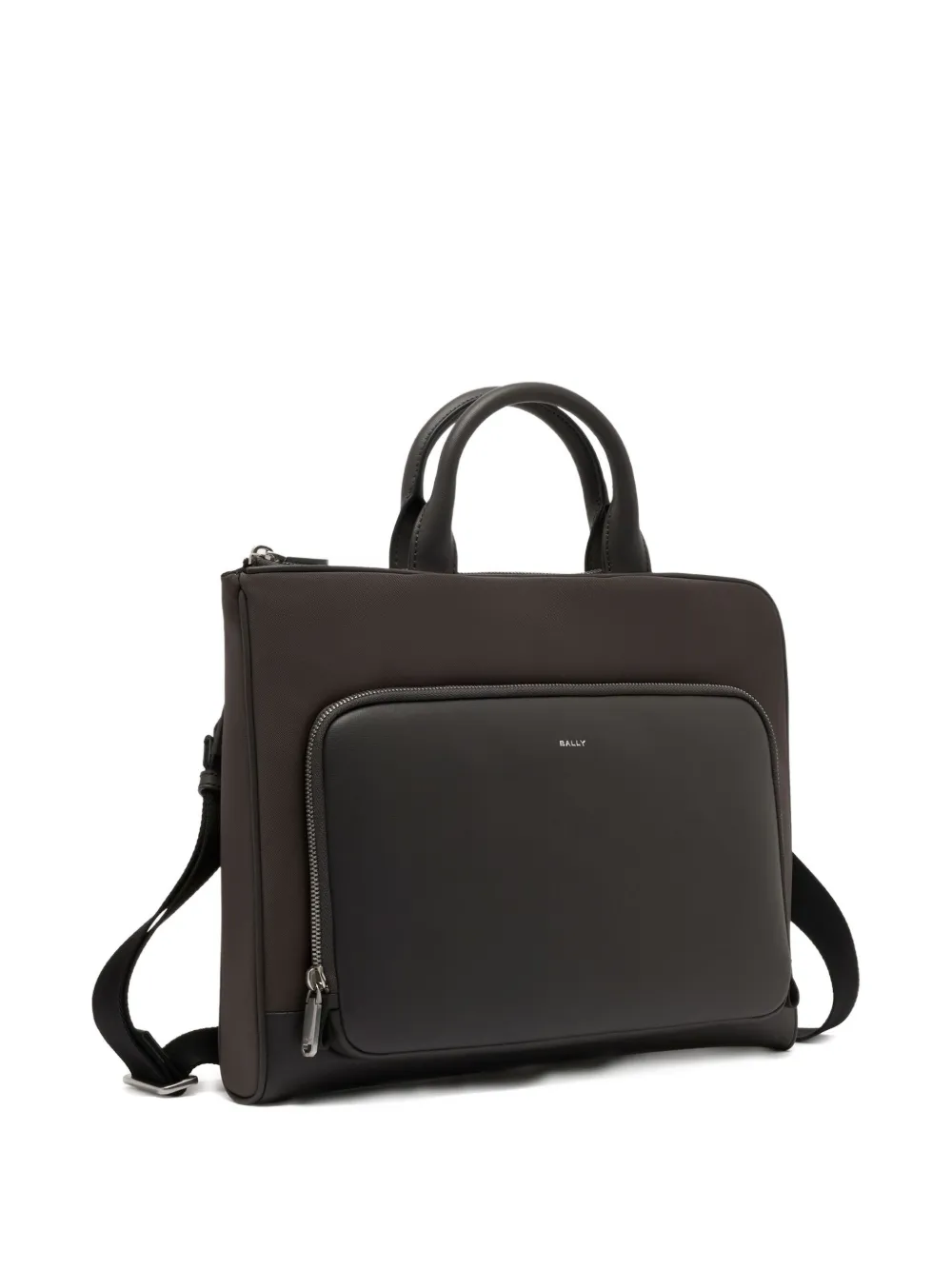 Bally Vogel Leather-trim Briefcase In Gray