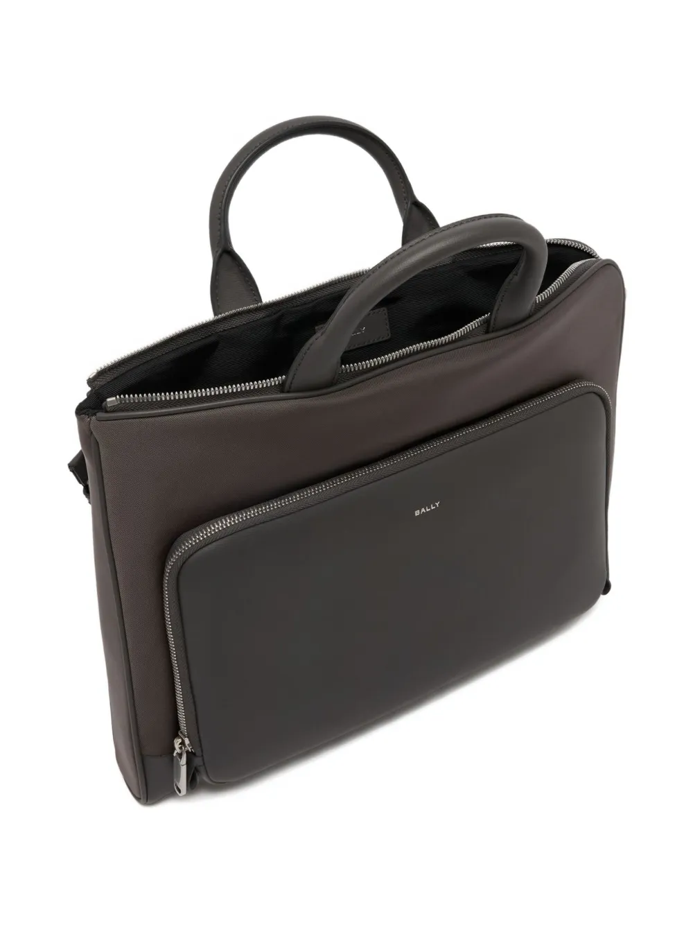 Bally Vogel Leather-trim Briefcase In Gray