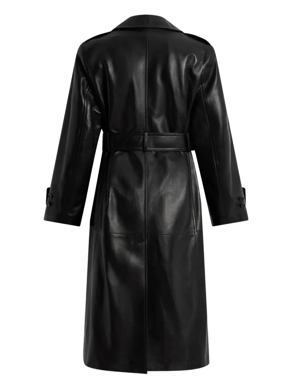 Bally Leren trenchcoat - Zwart