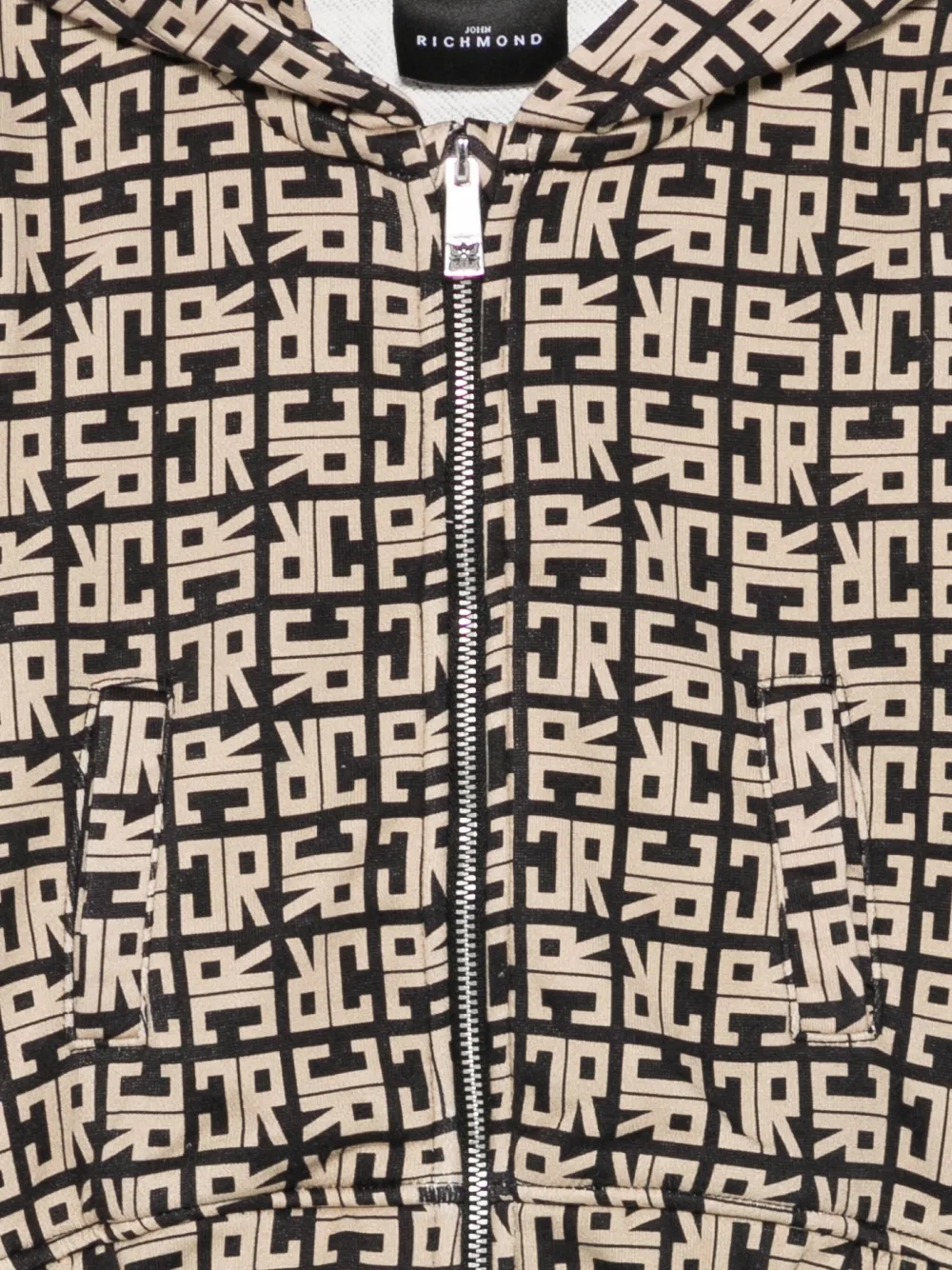 John Richmond Junior Sweater met capuchon en patroon Zwart