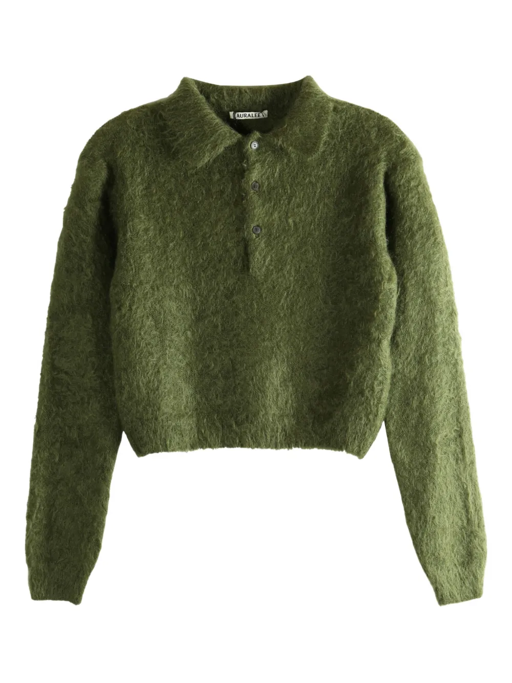 Auralee Textured-knit Polo Sweater In Green