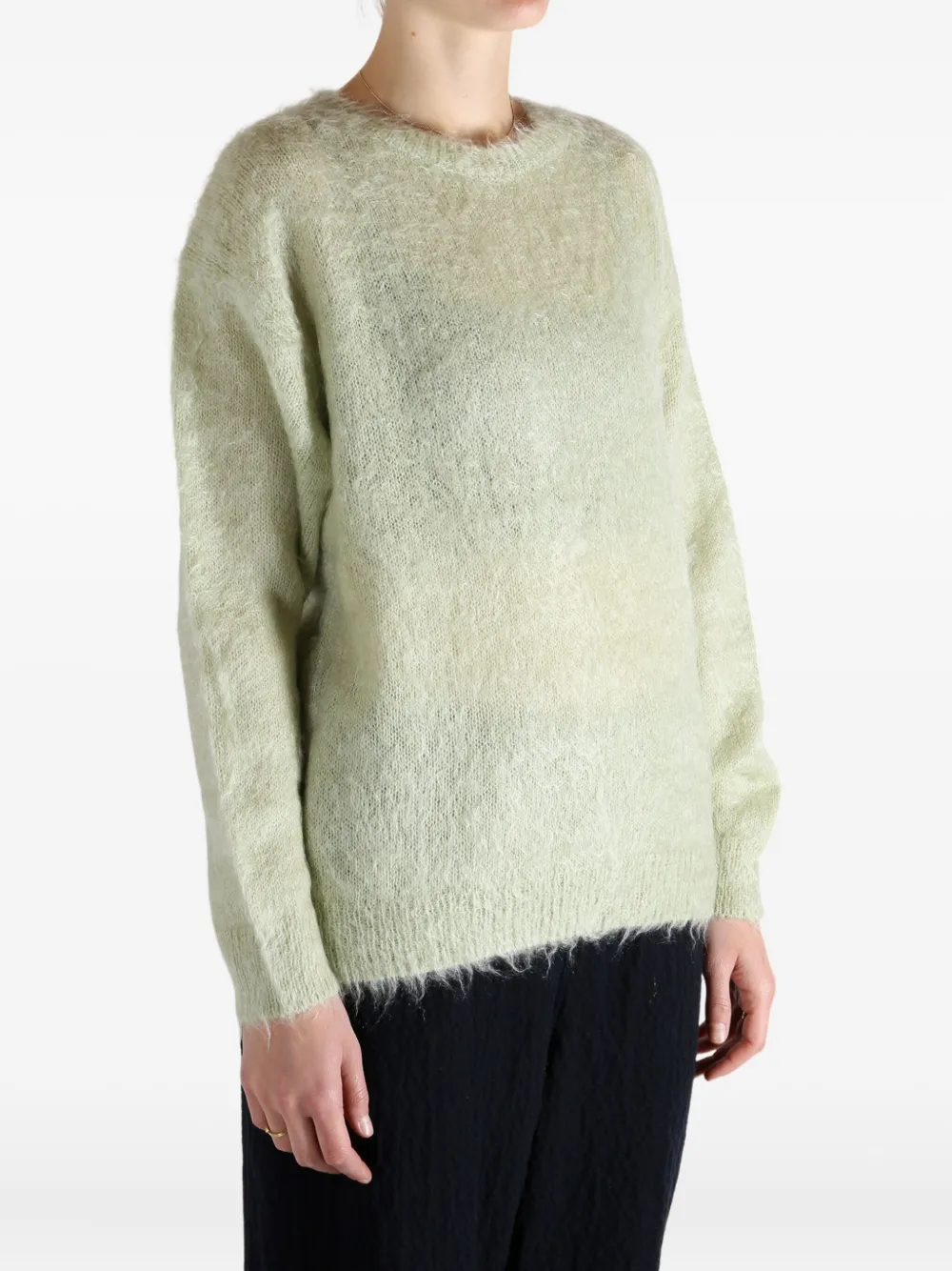 Auralee Textured Knitted Sweater In Green
