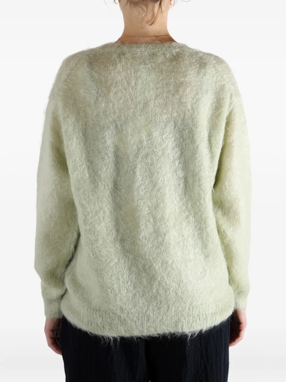 Auralee Textured Knitted Sweater In Green