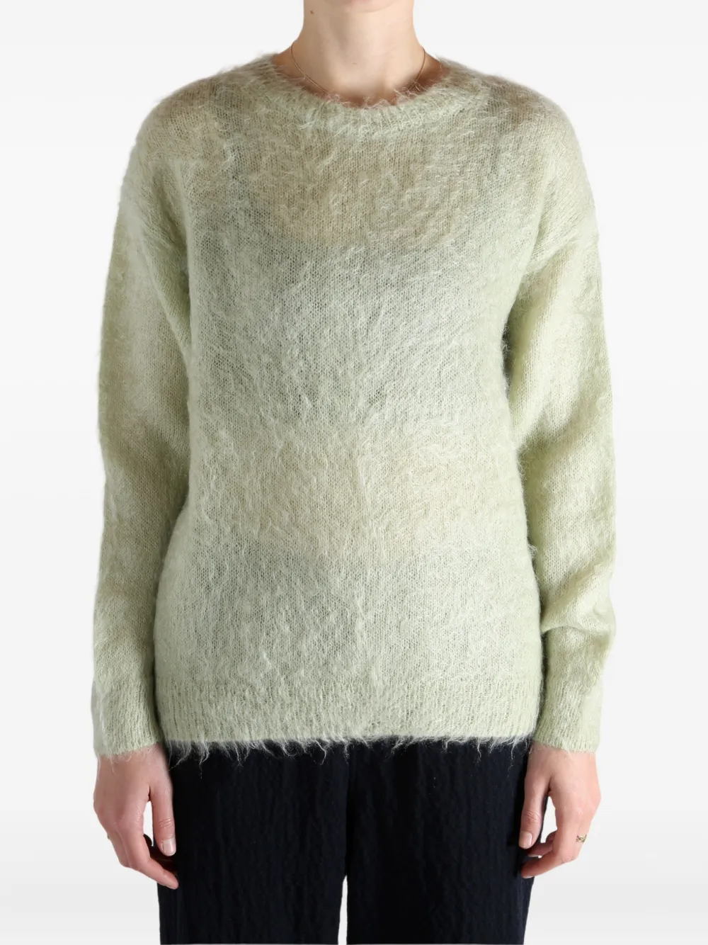 Auralee Textured Knitted Sweater In Green