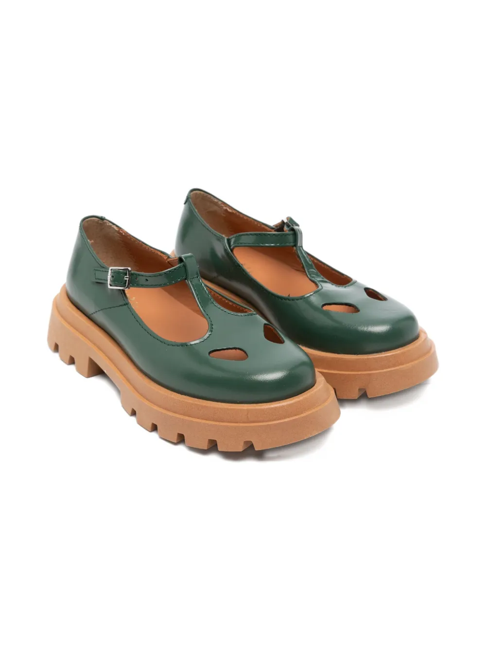 Eli1957   t-strap lug-sole ballerinas | Green | Image 1