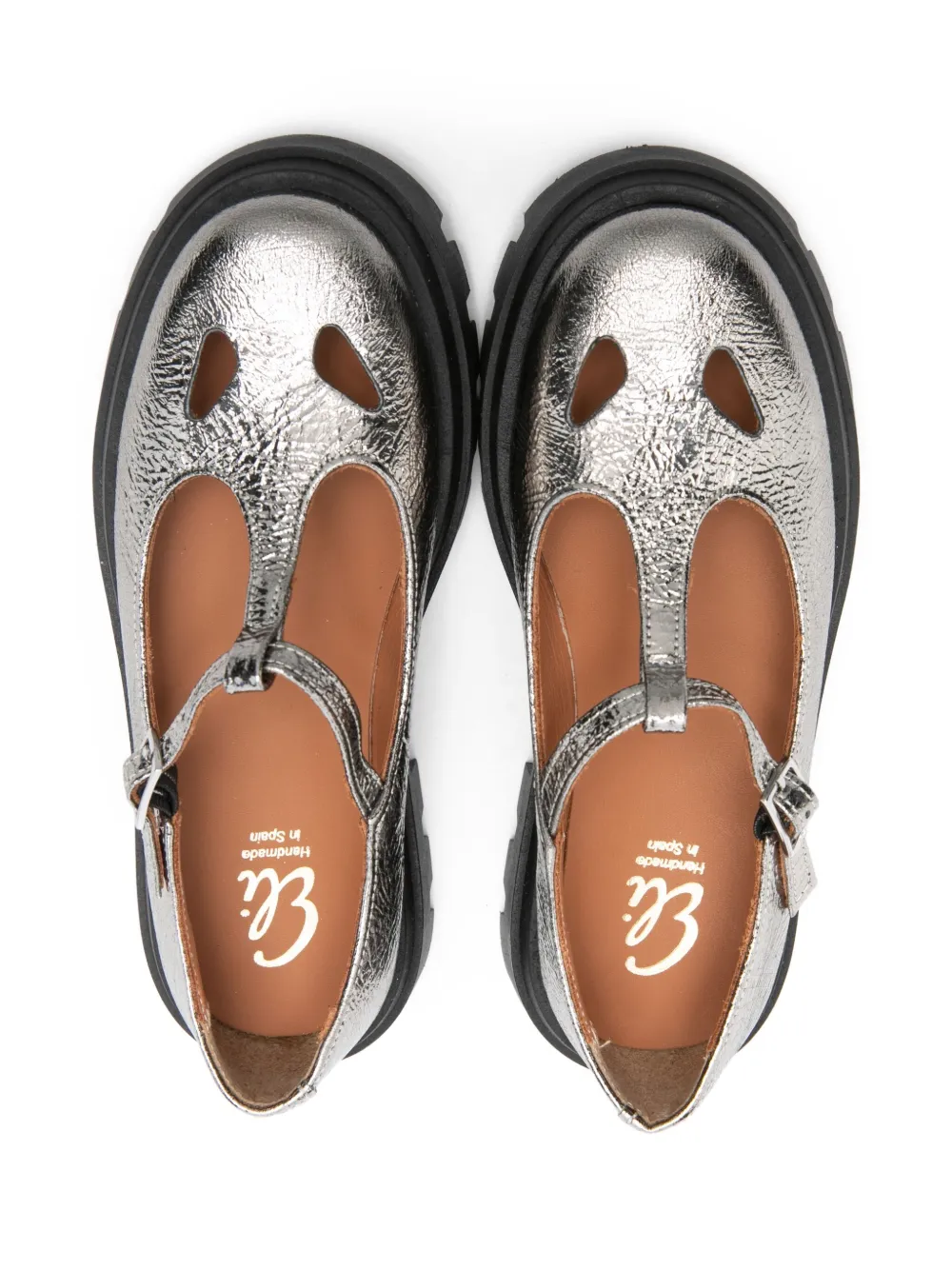 Eli1957 Ballerina's met T-bar gesp Zilver