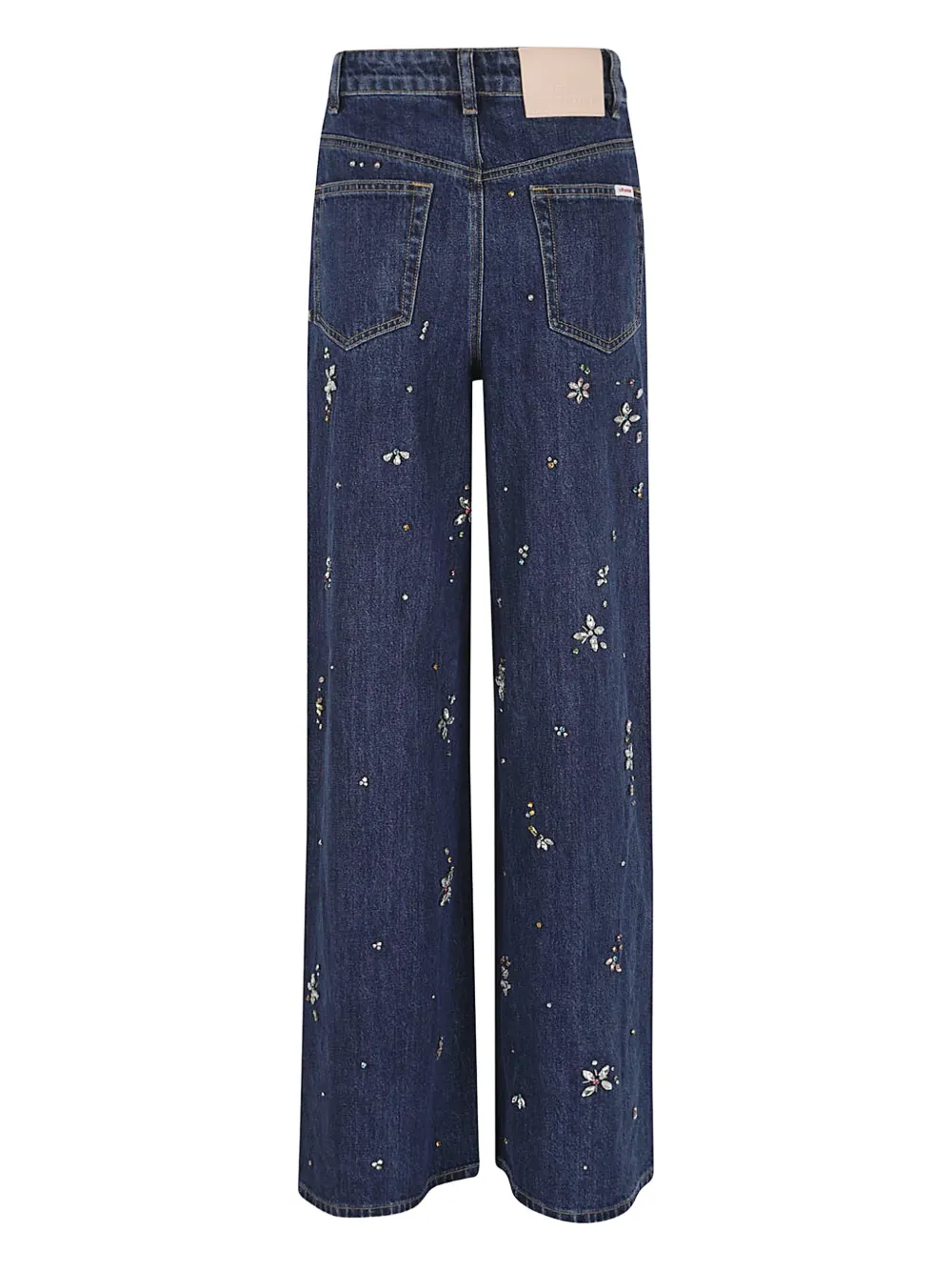 Self-Portrait embellished floral jeans - Blauw
