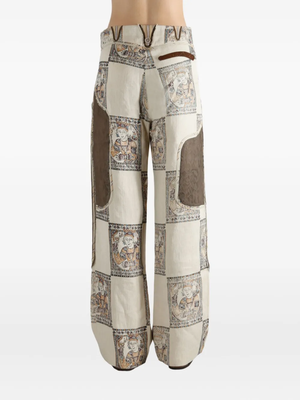 Communs Patterned Panelled Trousers In Brown