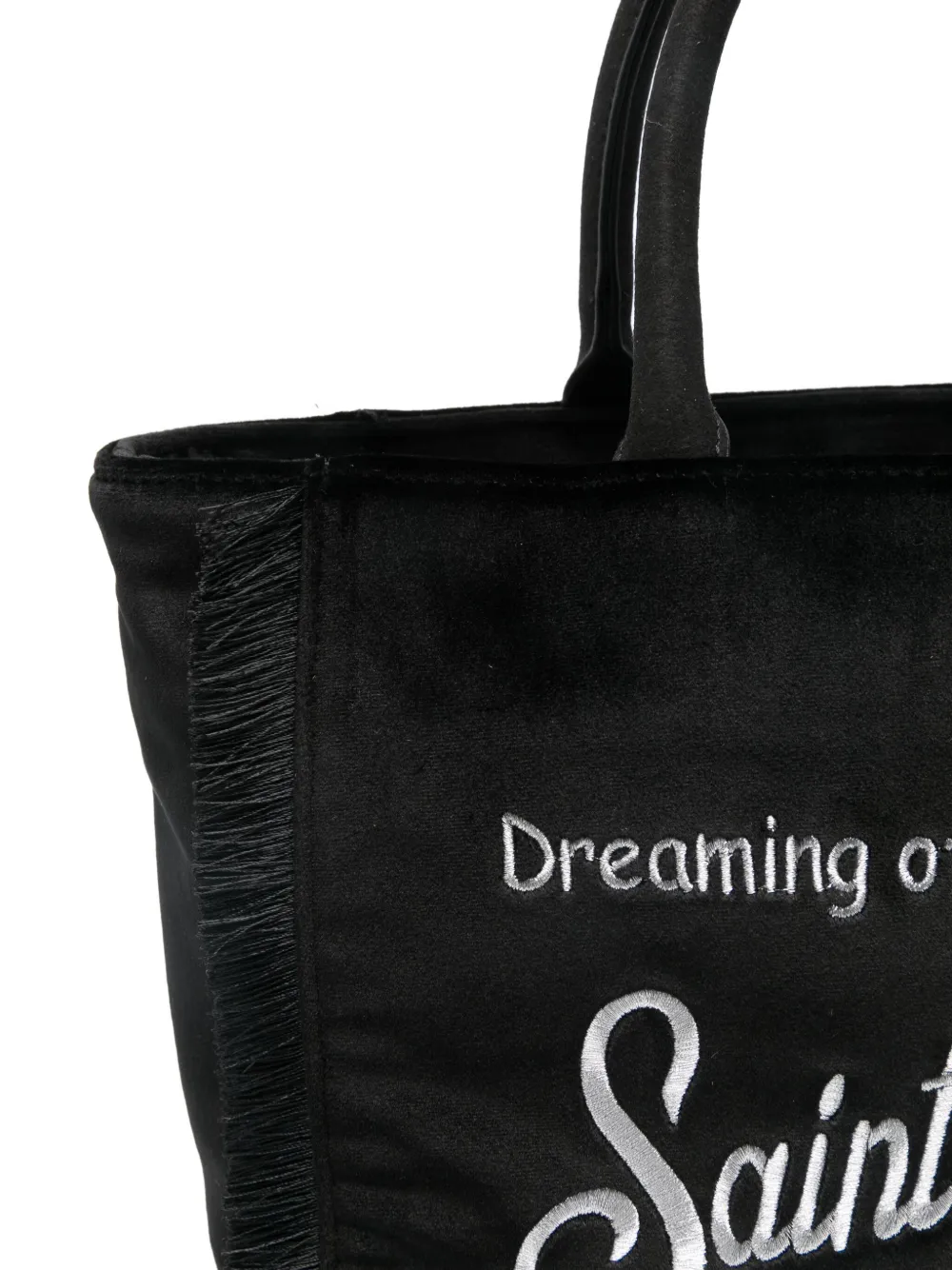 Mc2 Saint Barth Vnity Fringe-trim Tote Bag In Black
