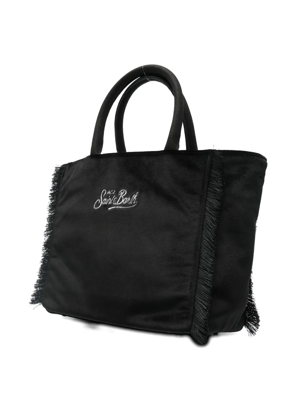 Mc2 Saint Barth Vnity Fringe-trim Tote Bag In Black