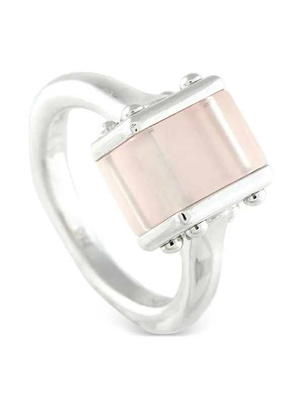Louis Vuitton Pre-owned 18K White Gold Rose Quartz Ring in Silver