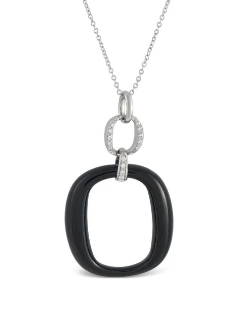 Damiani 18K white gold diamond and onyx necklace