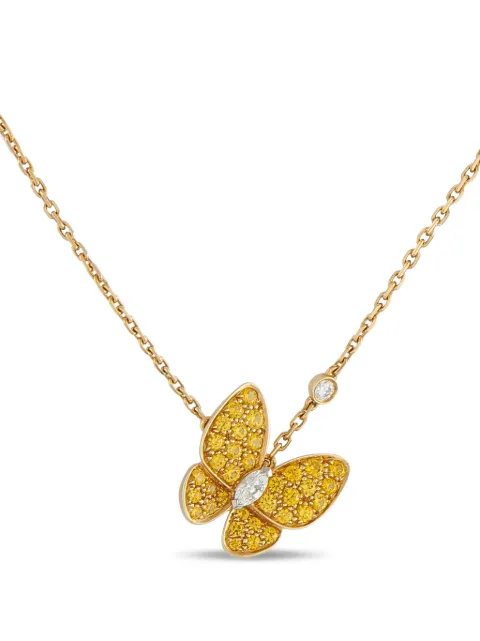 Van Cleef & Arpels 18K yellow gold Butterfly diamond and sapphire necklace