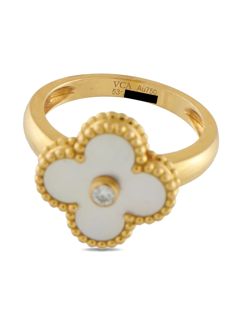 Van Cleef & Arpels 18K yellow gold Alhambra diamond and mother-of-pearl ring | Image 2