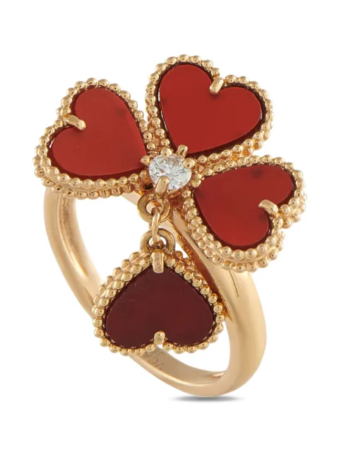 Van Cleef & Arpels 18K rose gold Sweet Alhambra diamond and carnelian ring