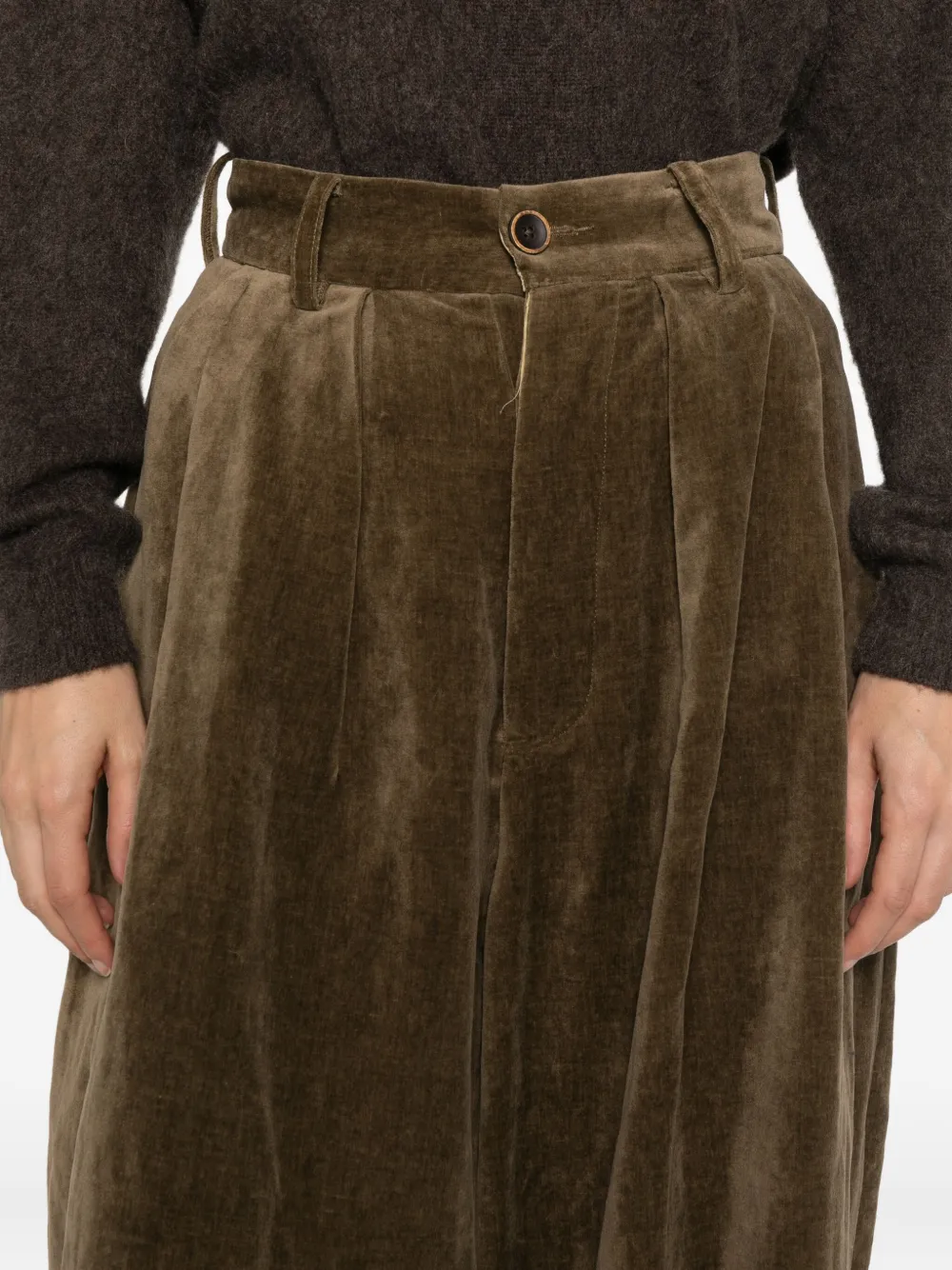 Uma Wang Plooibroek met knoopsluiting Bruin