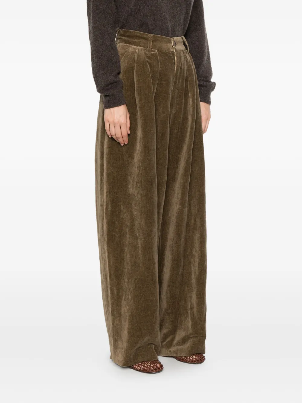 Uma Wang Plooibroek met knoopsluiting Bruin