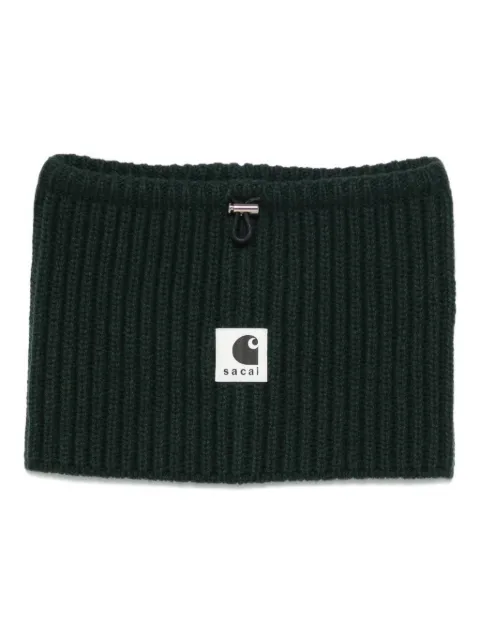sacai ribbed logo neck warmer 