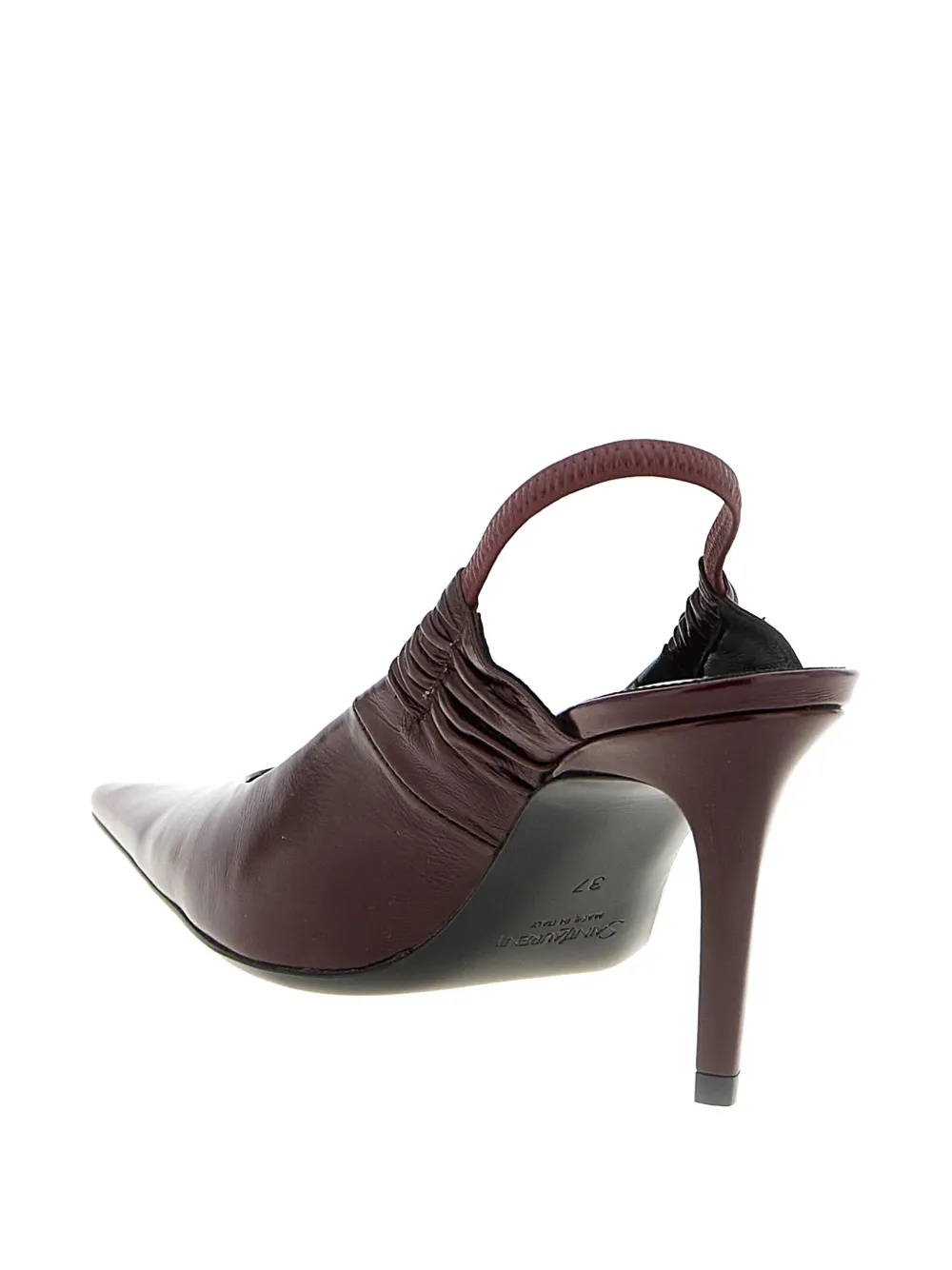 Saint Laurent 75mm Anne-marie Pointed-toe Slingbacks In Burgundy