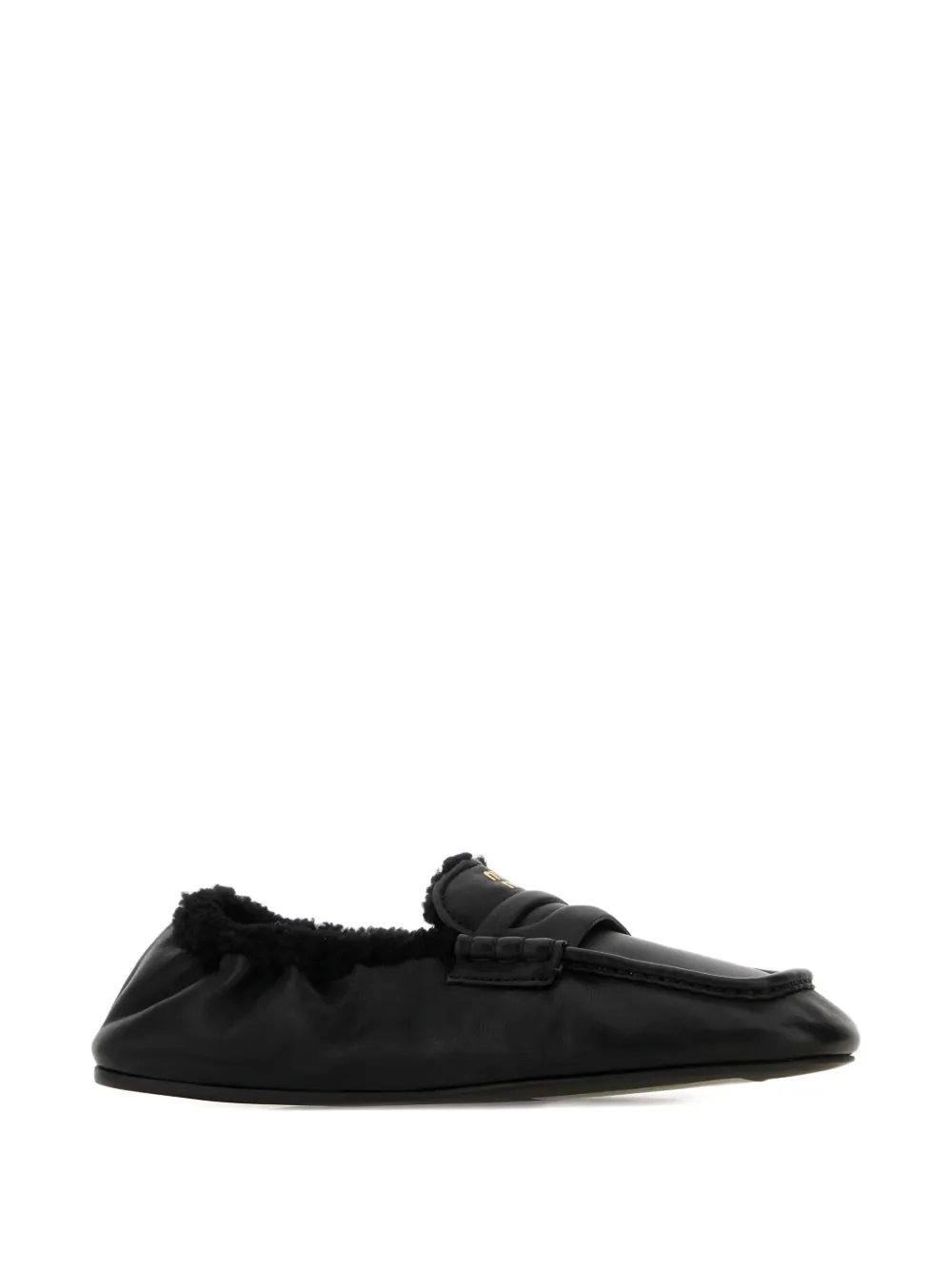 Miu Leren loafers Zwart