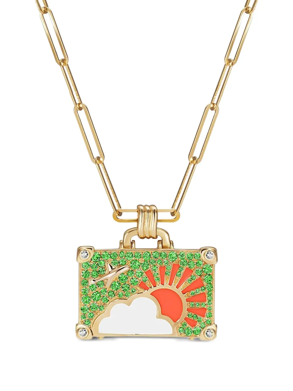 Nevernot 14kt Yellow Gold Suitcase Emerald Necklace In Gold