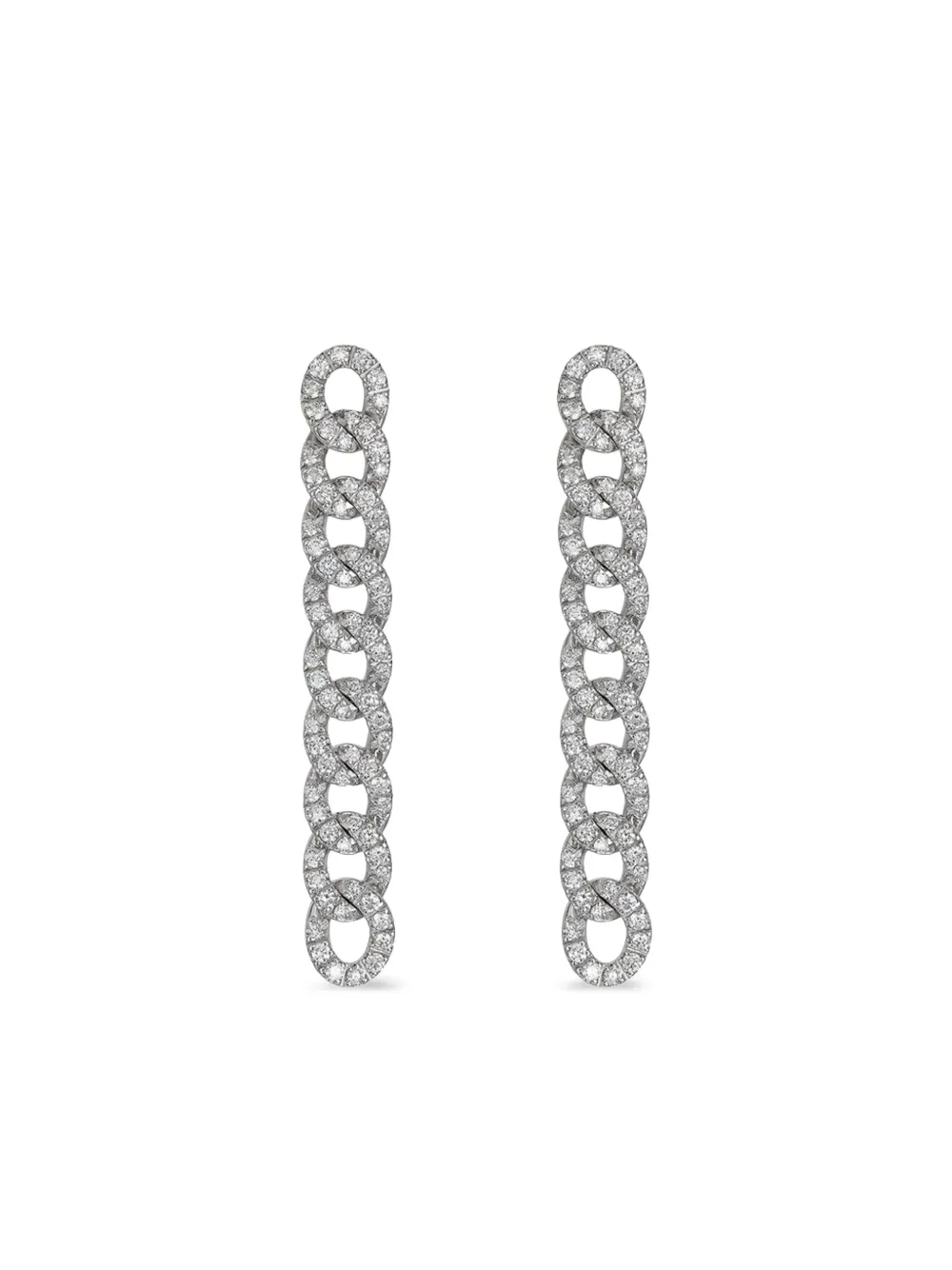 Zydo 18k White Gold Groumette Diamond Drop Earrings In Silver