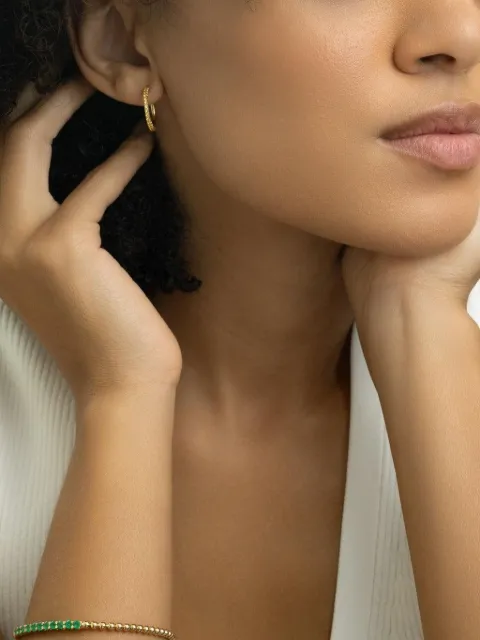 Lisa Nik 18K yellow gold Ombré sapphire hoop earrings