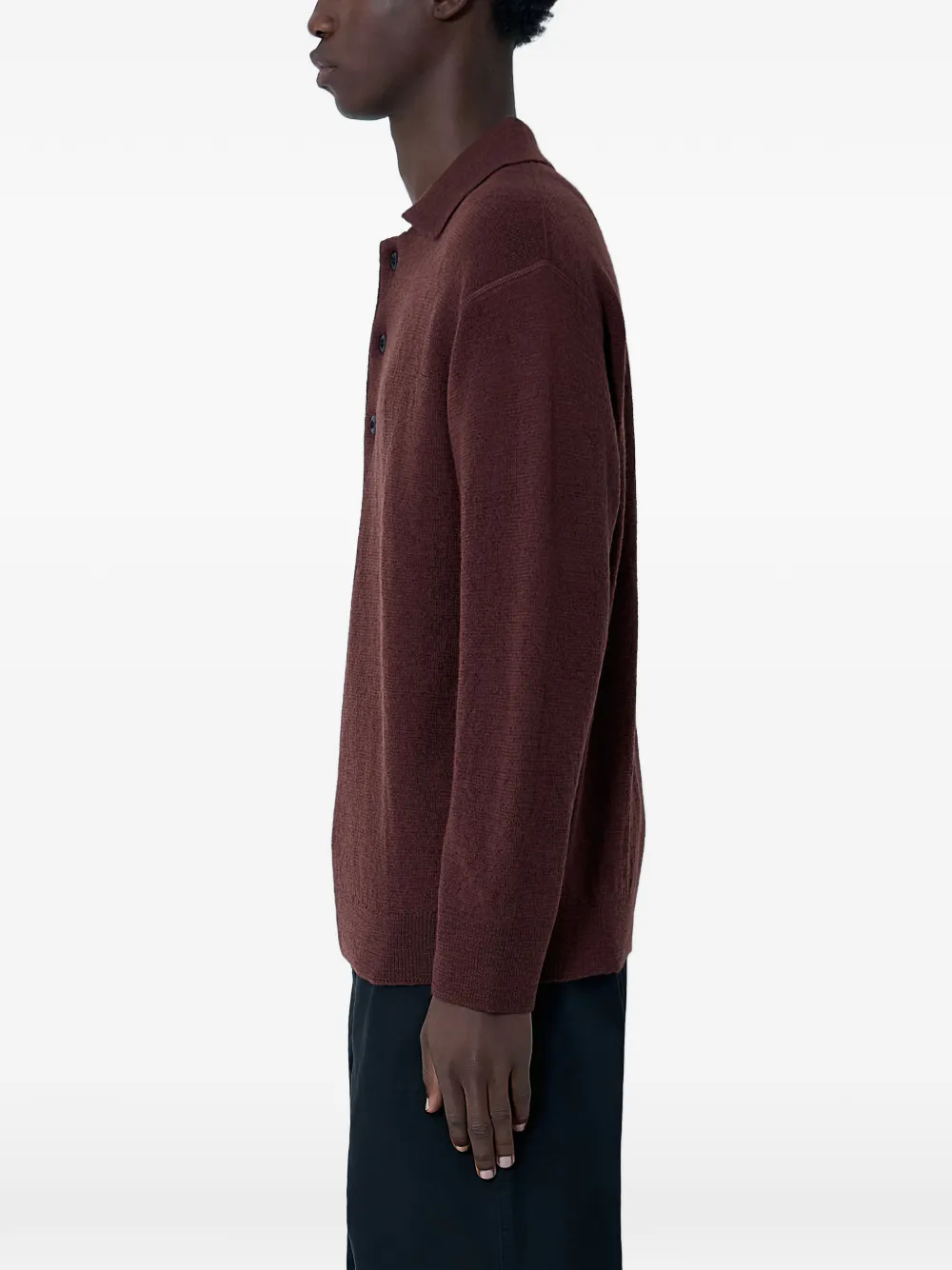 Mhl By Margaret Howell Gebreid poloshirt met knopen - Bruin