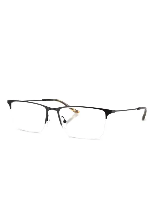 Emporio Armani Rectangle-frame Semi-rimless Glasses in Black