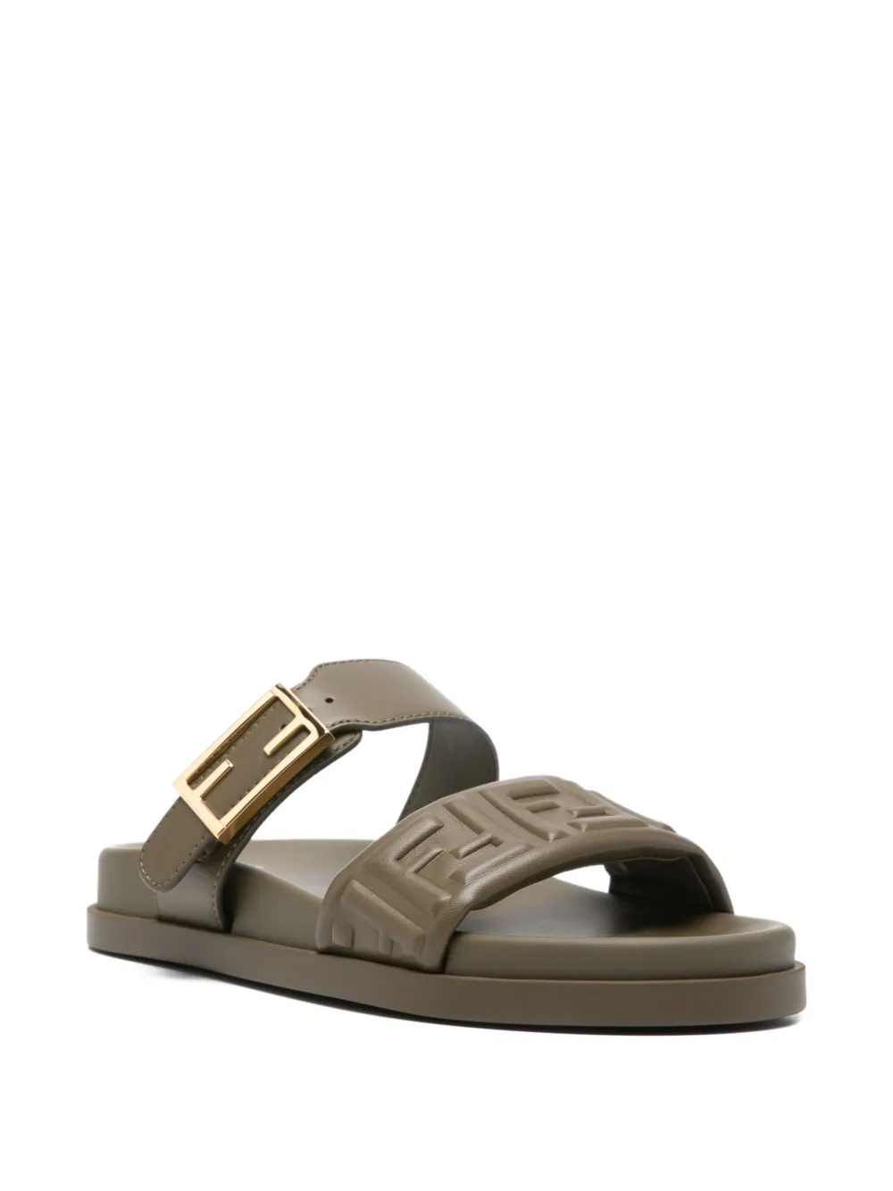 FENDI buckle embossed-FF sandals Groen