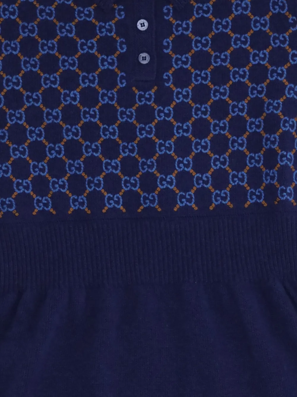 Gucci Kids button monogram-pattern wool dress Blauw