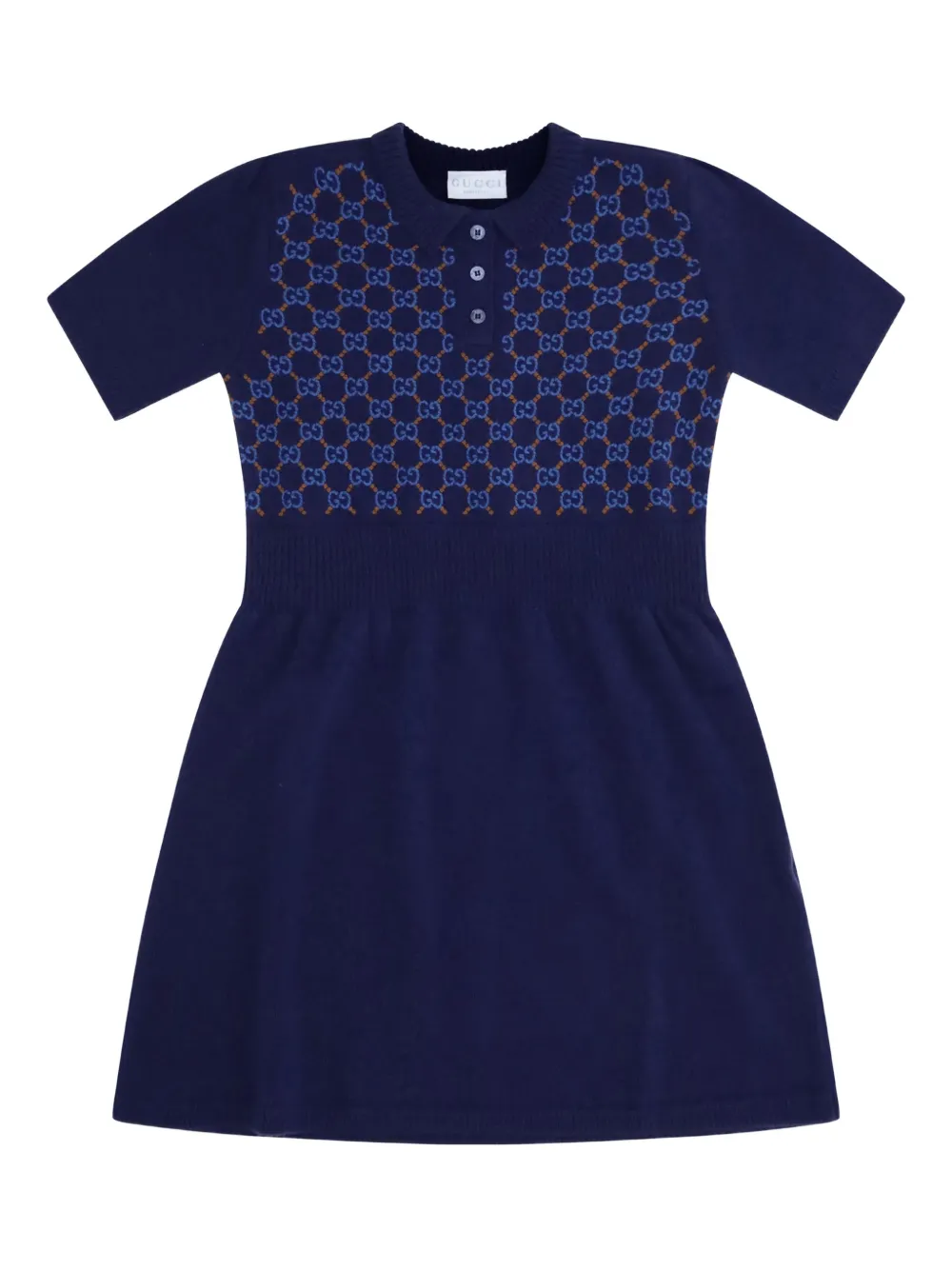 Gucci Kids button monogram-pattern wool dress | Blue | Image 1