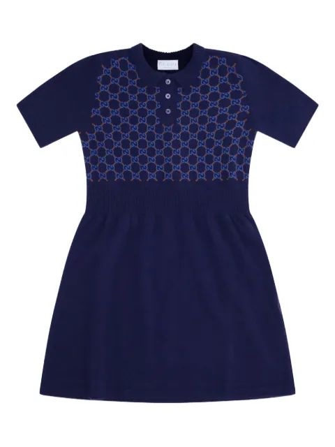 Gucci Kids button monogram-pattern wool dress