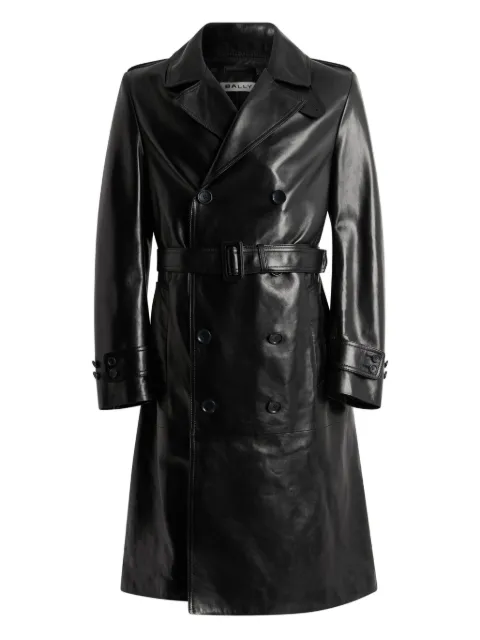 Bally double-breasted belted leather coat