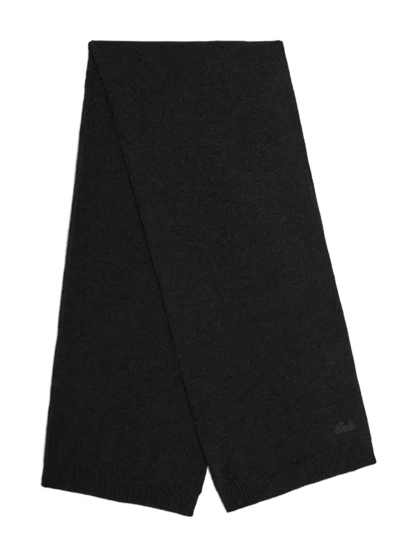 Bally Logo Plain-knit Scarf in Grey