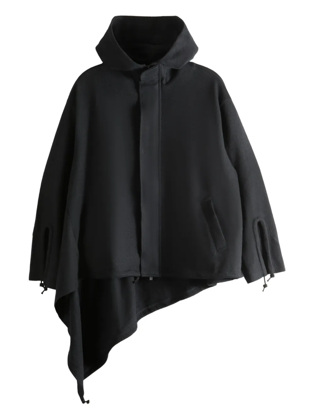 Yohji Yamamoto Hooded Slit-sleeve Jacket In Black