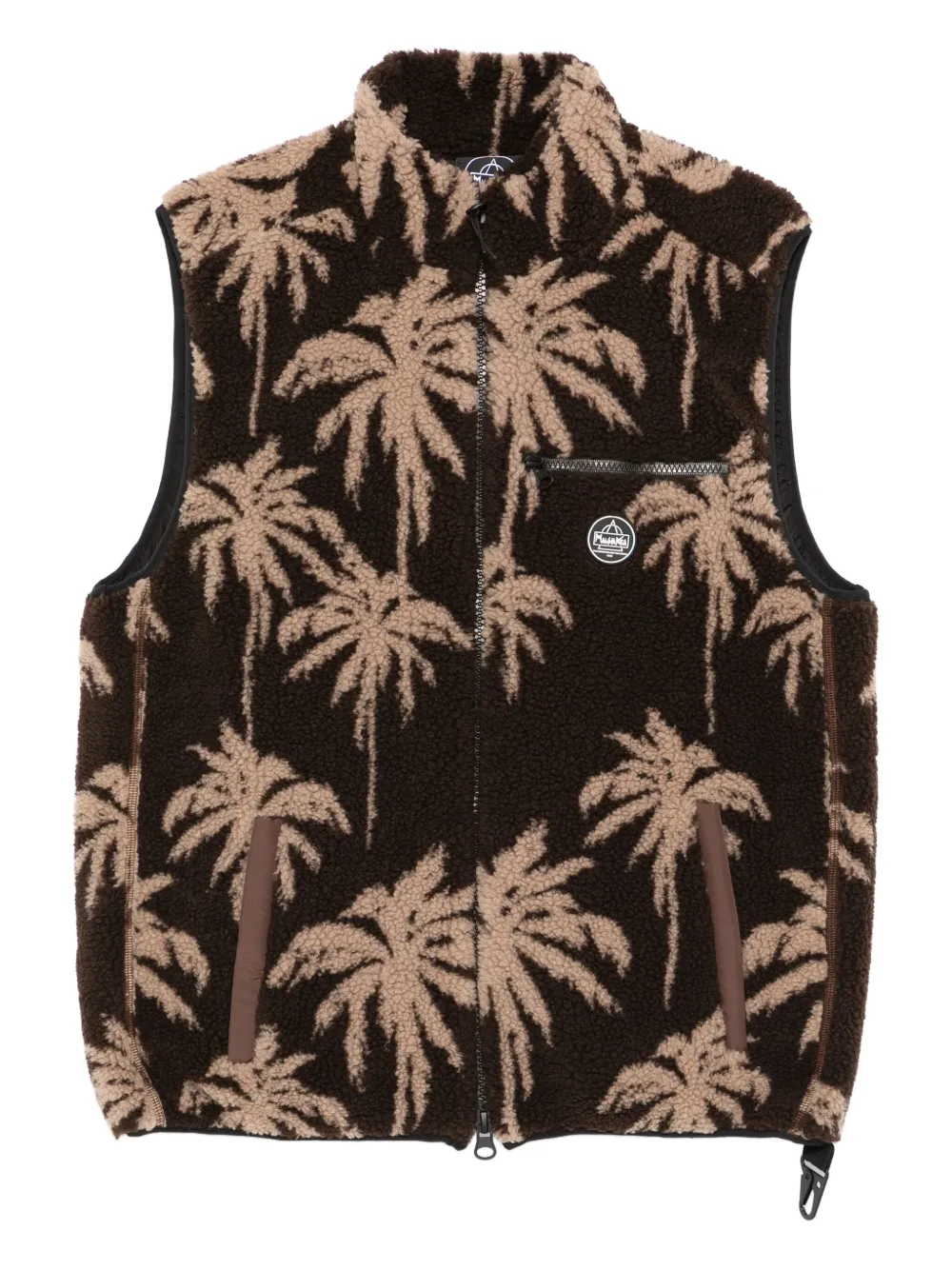 Mauna Kea palm-print zip-fastening gilet | Brown | Image 1