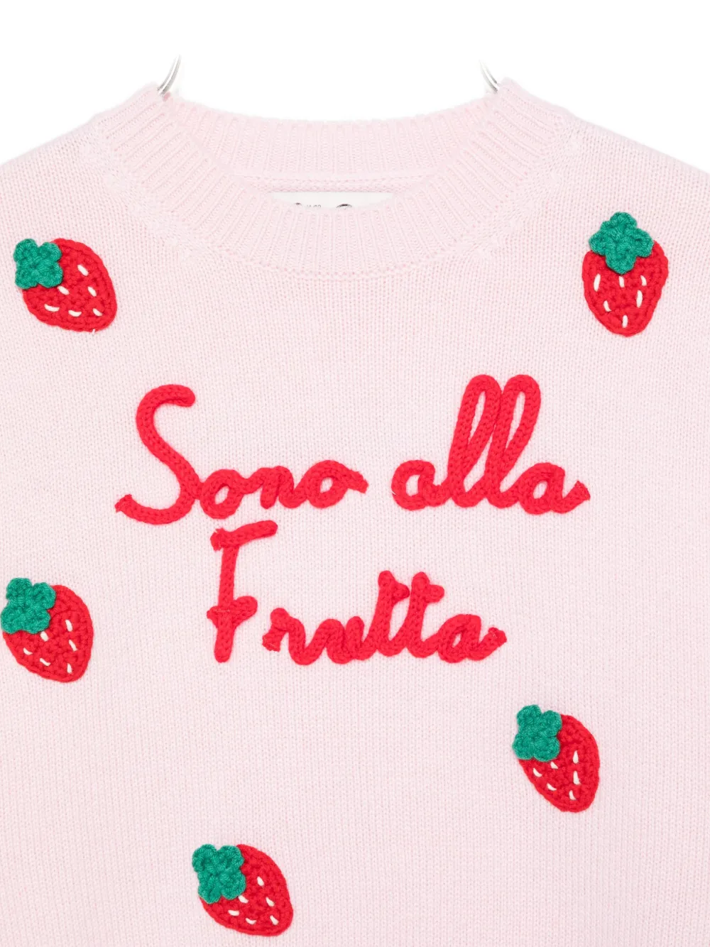 Mc2 Saint Barth Strawberry-embroidered Sweater In Pink