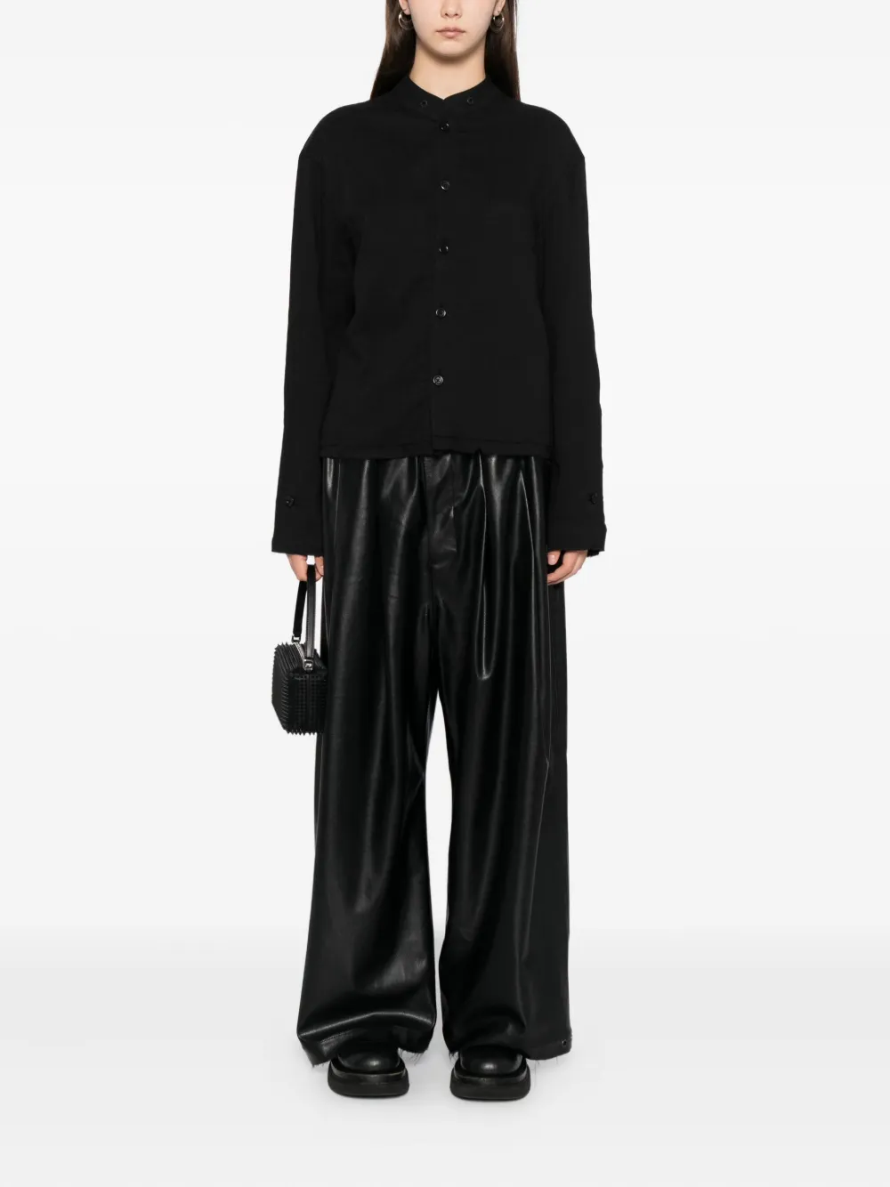 TEAM WANG design Shirt met textuur BLACK