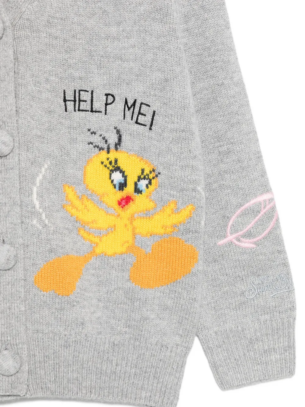 Mc2 Saint Barth Cartoon-print Cardigan In Gray