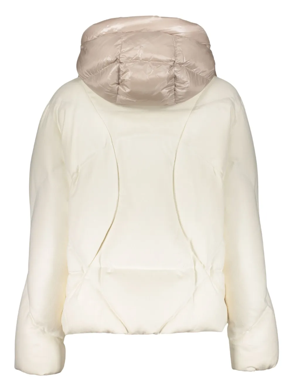 Herno Short Down Jacket With Removable Hood Scarf In Neutral