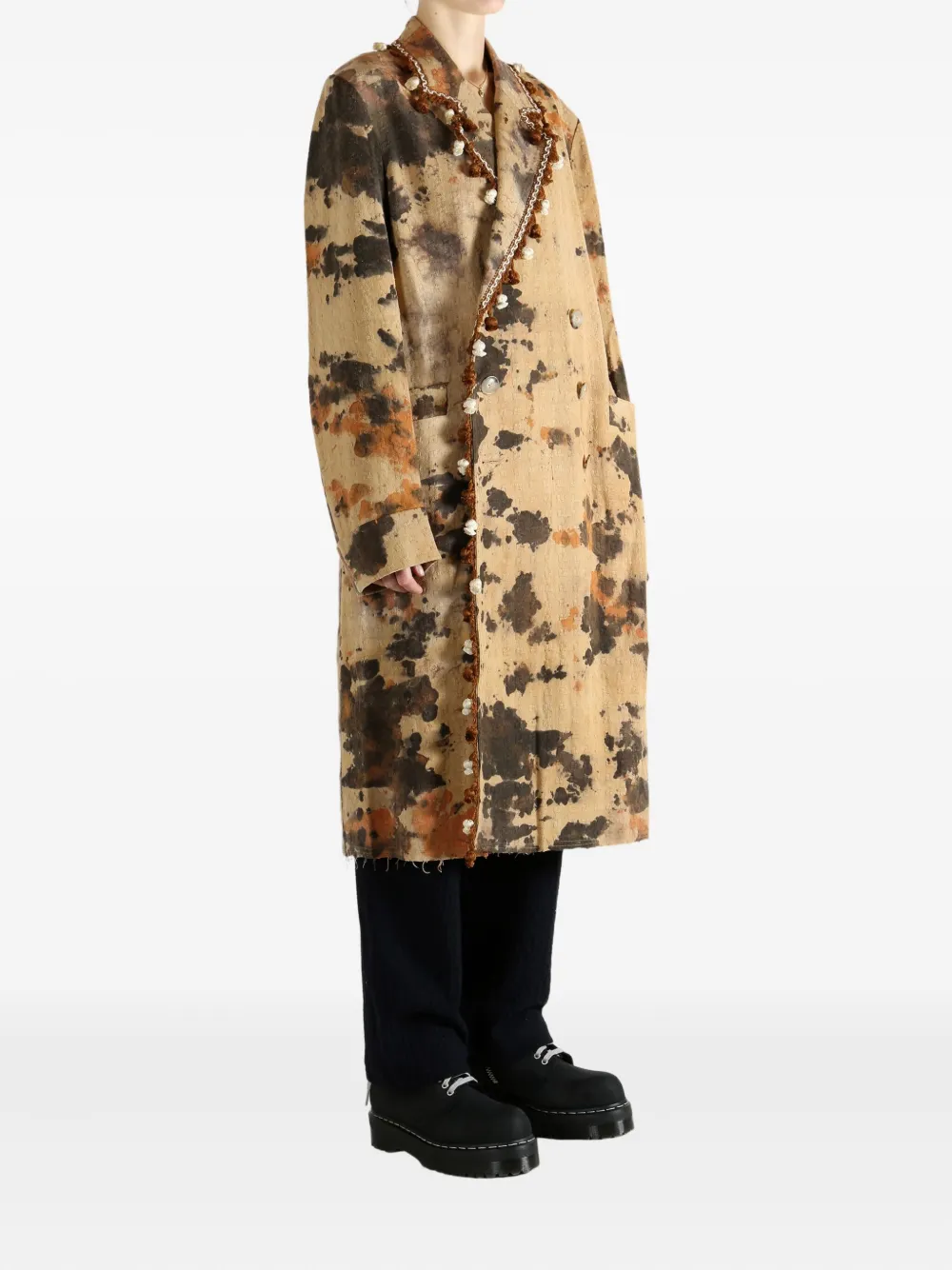 Communs Double-breasted Scalloped Coat In Multi