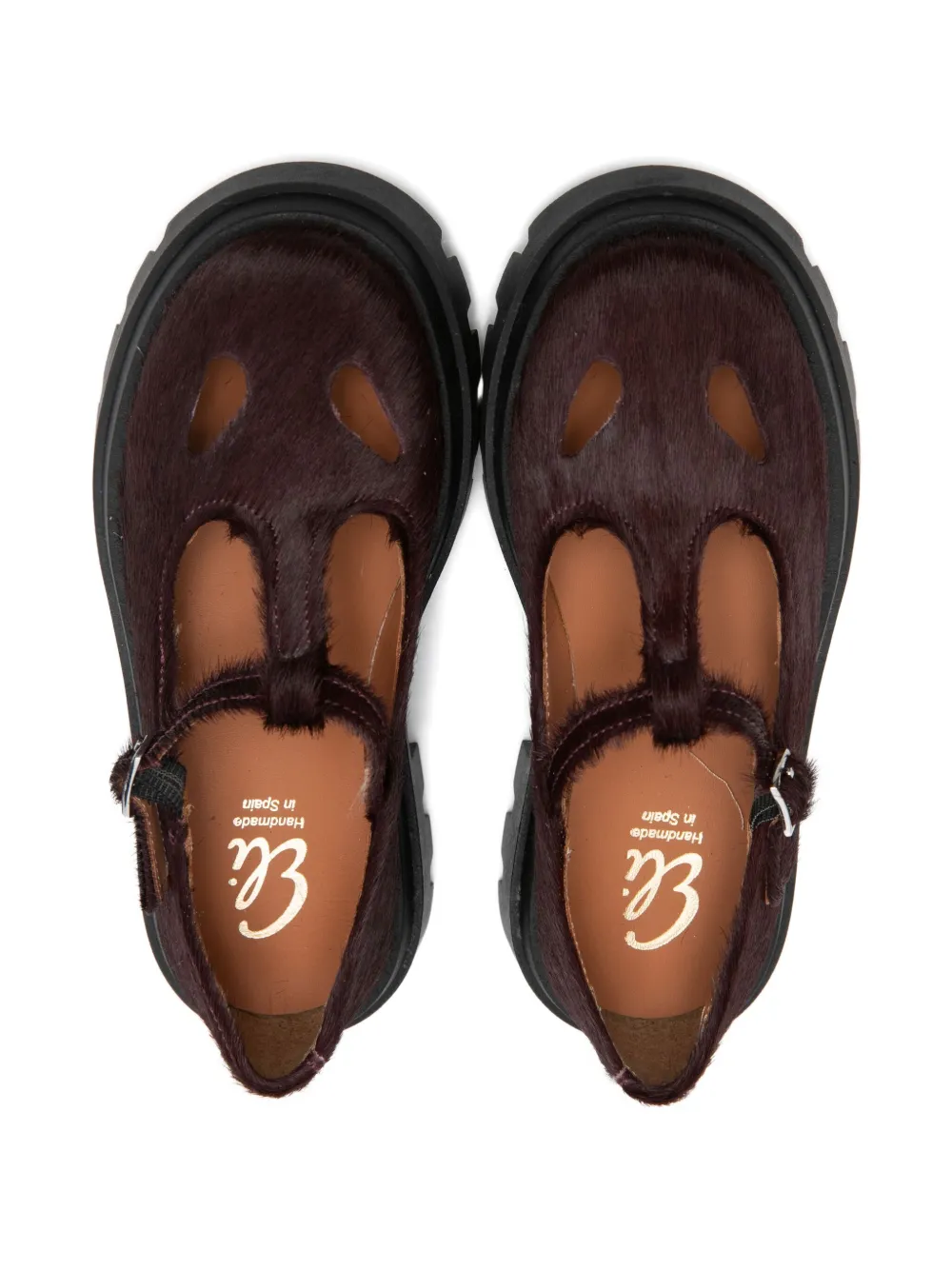 Eli1957 Ballerina's met chunky zool en T-bandje Rood