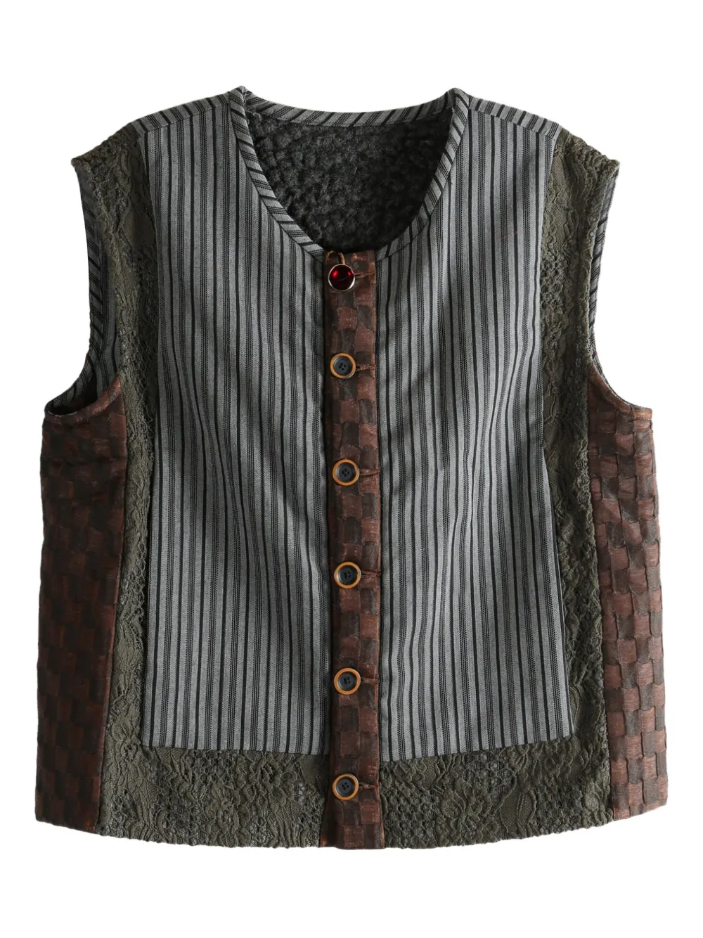 Communs Patchwork Buttoned Vest In Multi