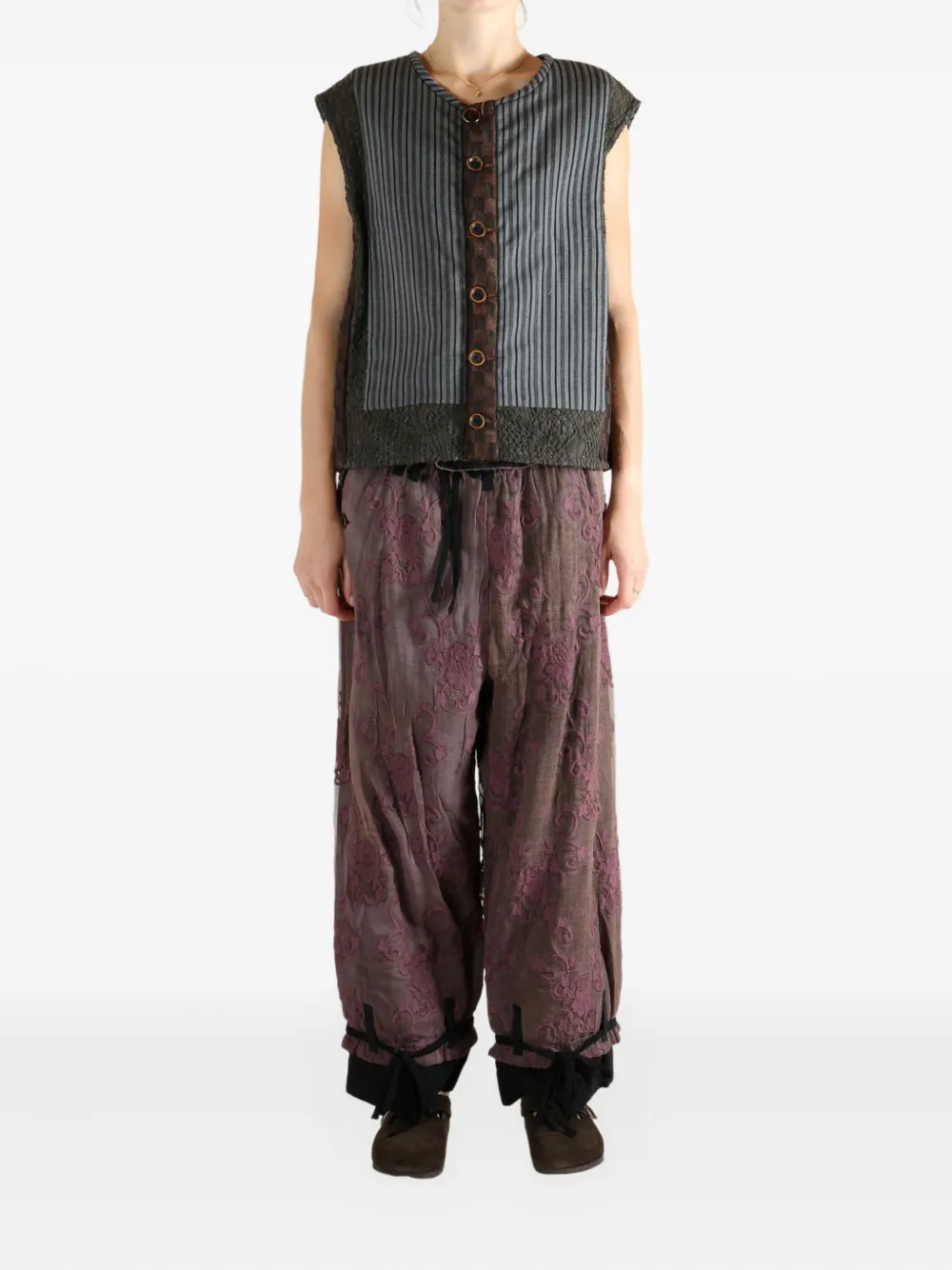 Communs Patchwork Buttoned Vest In Multi