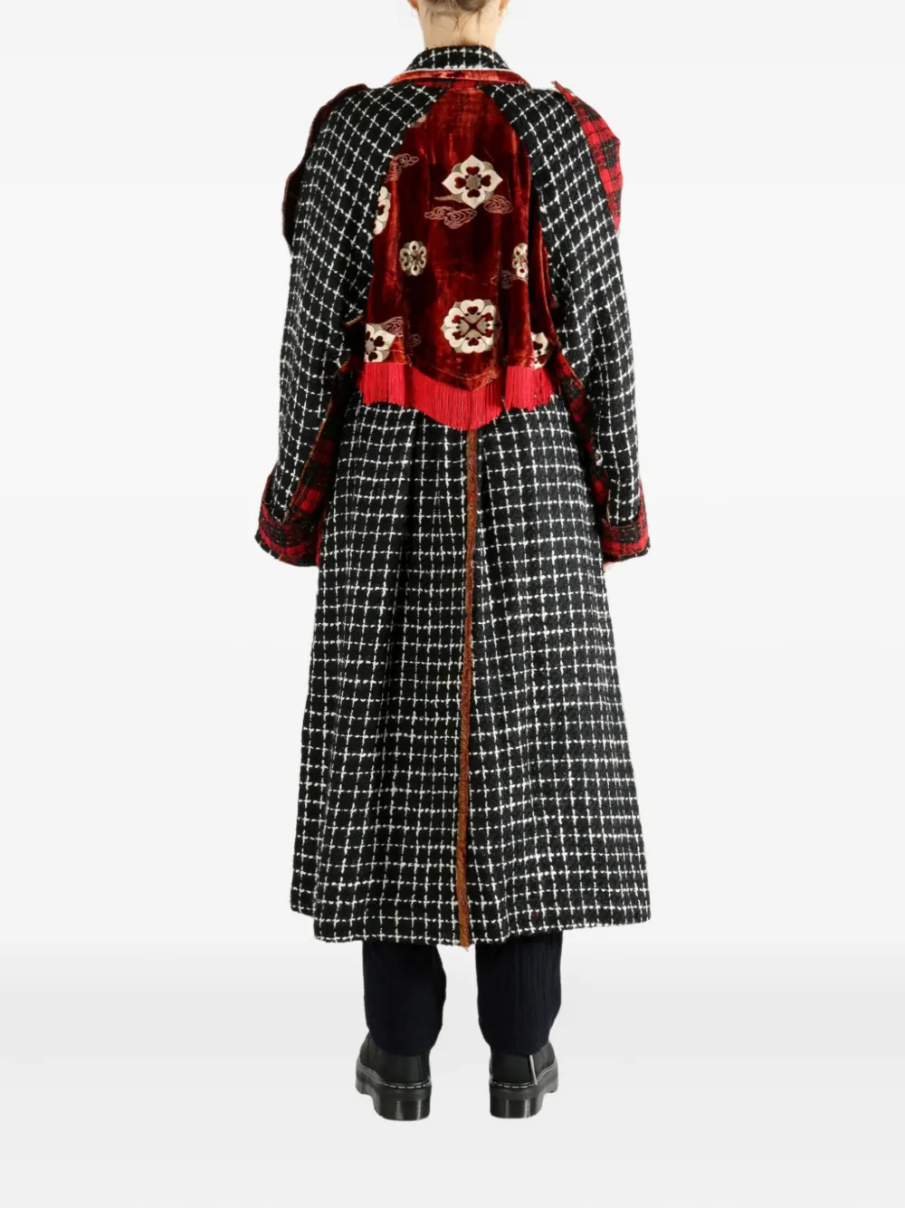 Communs Double-breasted Checked Coat In Black