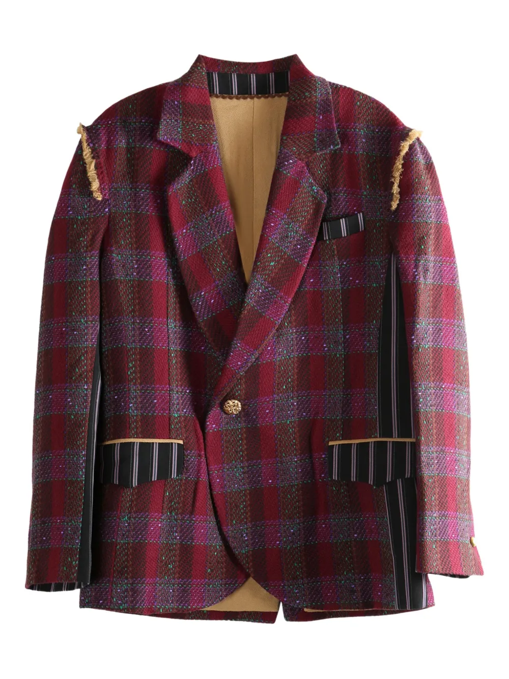 COMMUNS Check Pattern Blazer | Red | Image 1